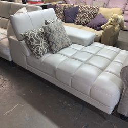 White Leather Cushioned Couch