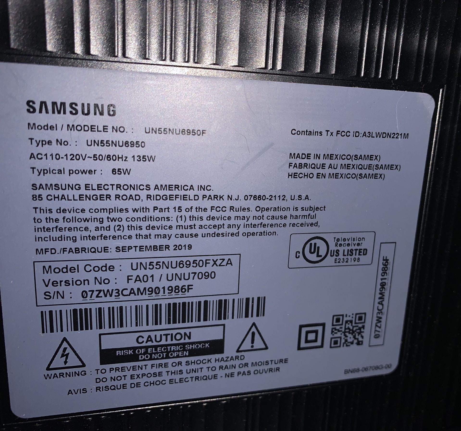 Samsung UN55NU6950FXZA 55