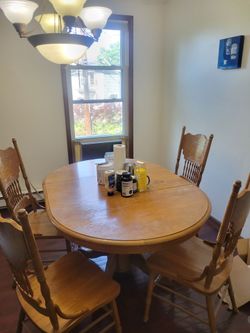 Wooden dining set (table + 4 chairs)