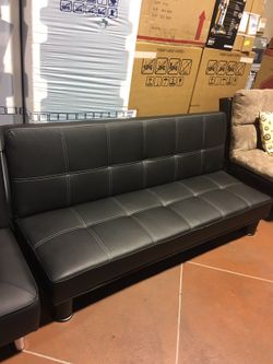 Sofa Bed Black Leatherette