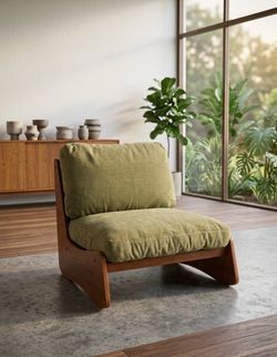 Green Glider Rocking Chair – Solid Wood Frame & Corduroy Upholstery
