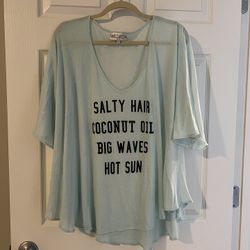 ORIGINAL Wildfox Swim ‘Salty Hair’ Cover Up blue oversized tee shirt tunic M EUC Wildfox Swim 'Salty Hair' Tunic Tee Shirt Cover Up in blue. 'Salty Ha