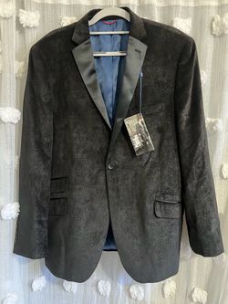 Billy London Men's Black Paisley velvet  Blazer