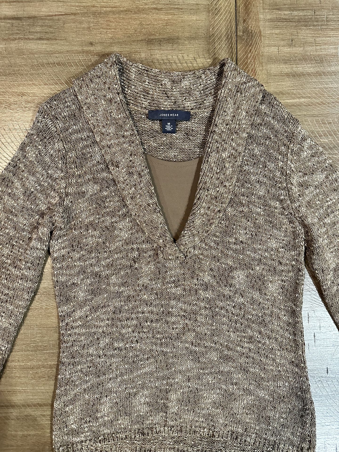 Jones Wear Mocha Brown Mock 2 Piece Sweater Stretchy Acrylic Blend Size M Casual