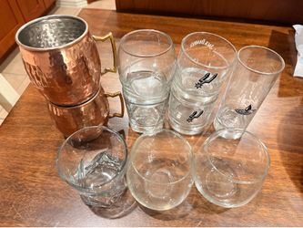 Wine/whiskey glasses and mugs