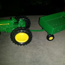 Collectible John Deere metal toy truck tractor with trailer farm