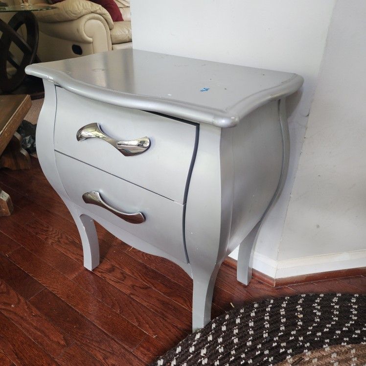 2-Drawer Silver End Table