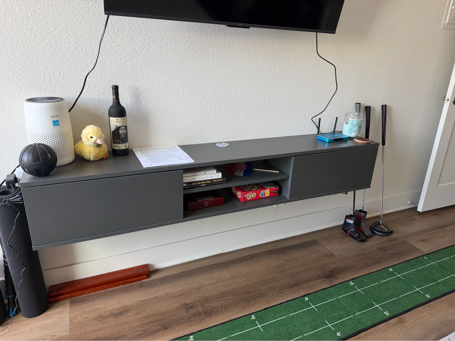 Gray Floating Tv stand 71” ($50 OBO)