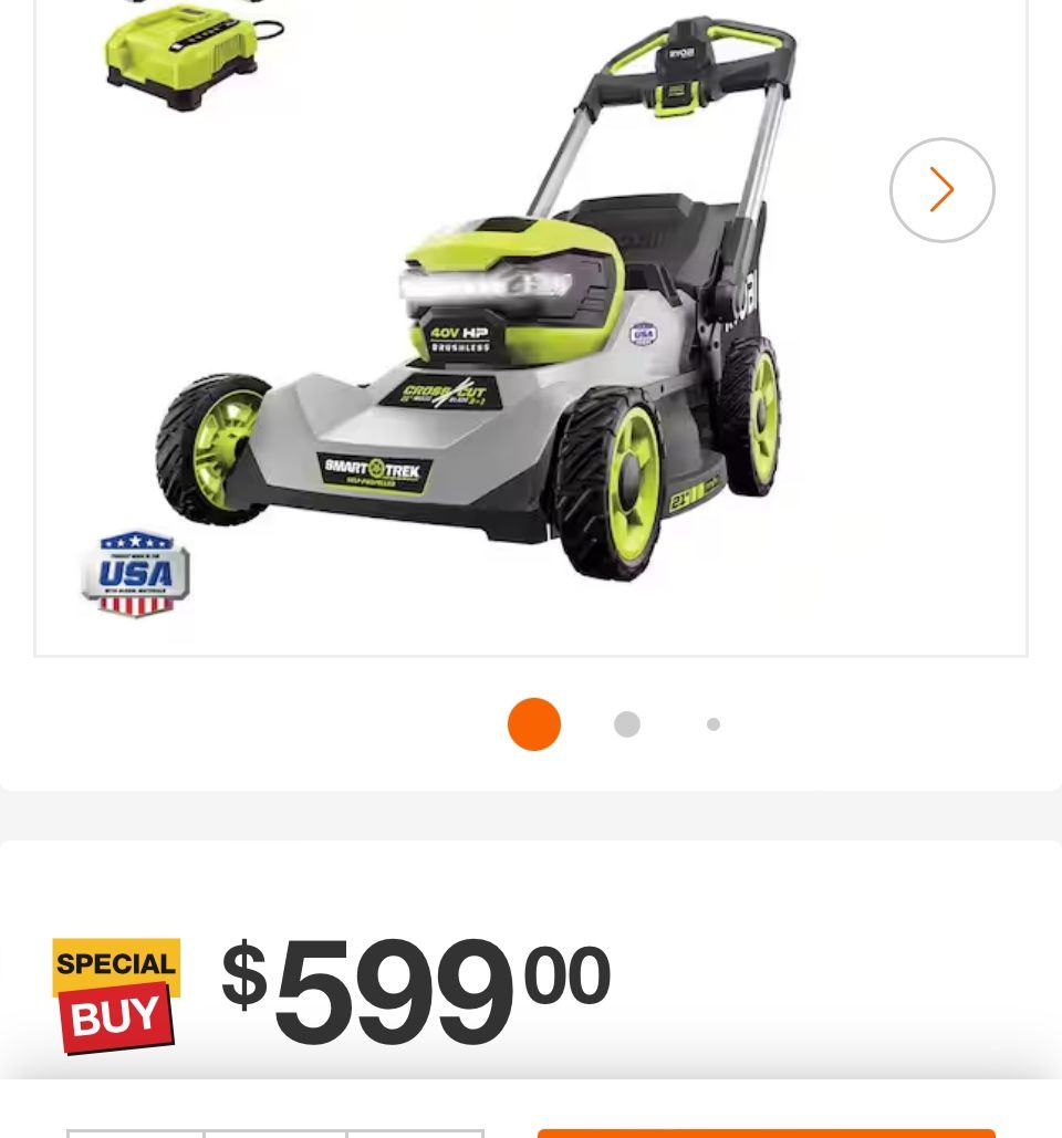 Lawn Mover Ryoby 40volt Self Propelled