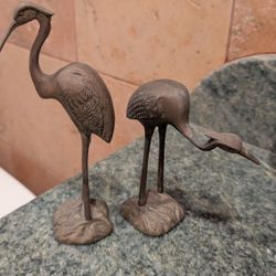 Lovely Vintage brass Cranes/Egrets 6" & 8"