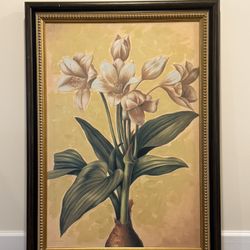 Offers Welcome - Large Framed Floral Wall Art, Raschella Collection, 40.5 x 29.5 Must Go. Cream/white Bassett Hutch/Cabinet. Solid wood.