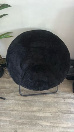 Black Faux Fur Saucer Moon Chair