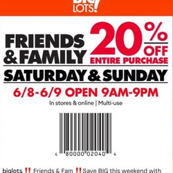 Big lots Friends & Family Event 6/8-6/9!!