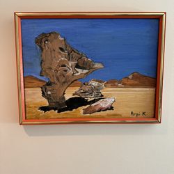 Mid-Century framed painting of desert