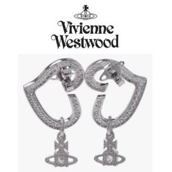 Vivienne Westwood NEW Belinda silver heart earrings