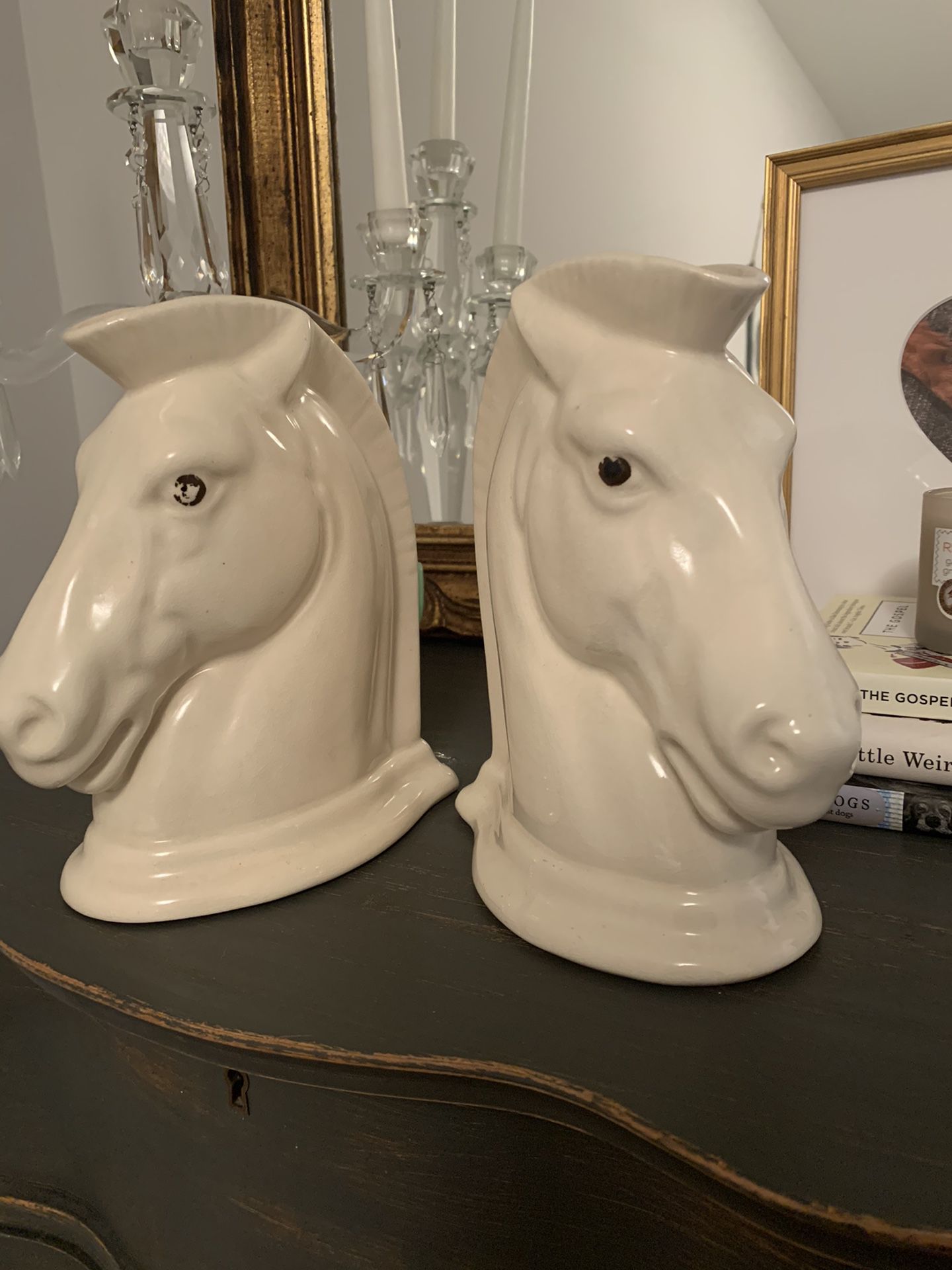 2 Vintage Ceramic Horse Head Vase / Bust
