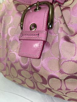 COACH* Coach Pink Canvas/ Patent Leather Triple Opening Shoulder Bag Purse  for Sale in Tucson, AZ - OfferUp