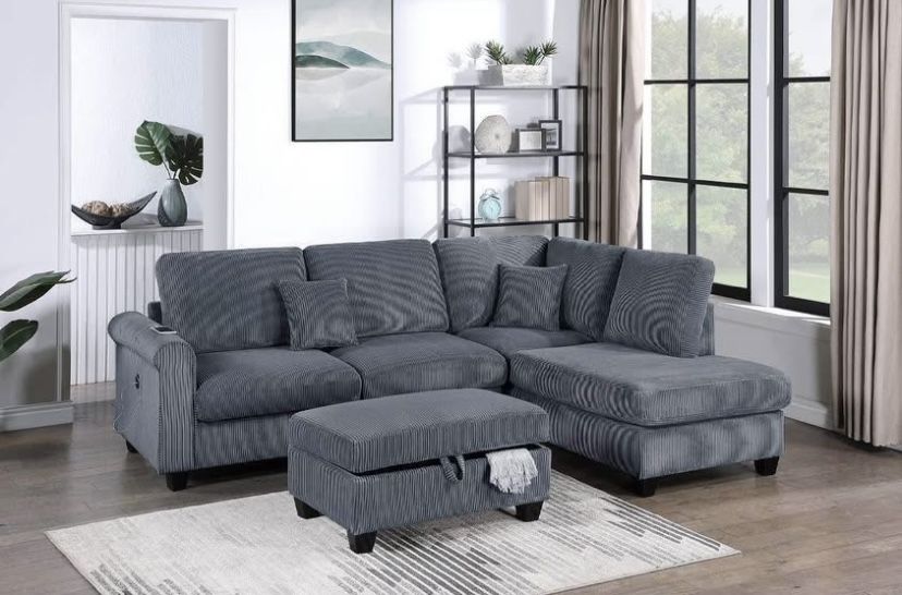 Grey chaise couch Brand new In Box