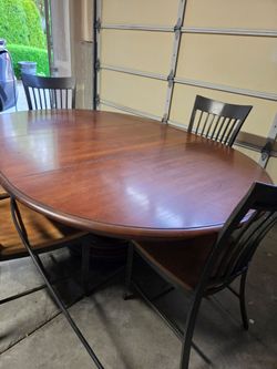 Round Wood Dining Table with 4 Chairs