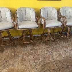 4 Bar Stools- Rattan, Wicker Style 