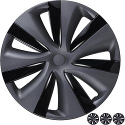 19 Inch Wheel Covers for Model Y 2021-2024, (4 Pcs) Matte Black #1032K T7-4
