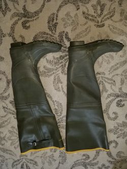 Lacrosse waders hip boots size 11 green rubber fishing work hunting