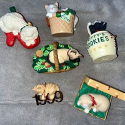 6 Hallmark Keepsake Ornaments from 1990s “Cat Naps” Line - EXCELLENT CONDITION