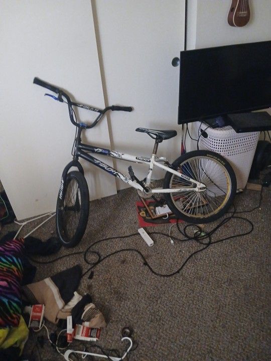 Is a a Insignia 32'led TV with A Roku Player And LG Blue Ray Disc Player power source chords and hdmicord Are Included and a f s twenty ambush Bike