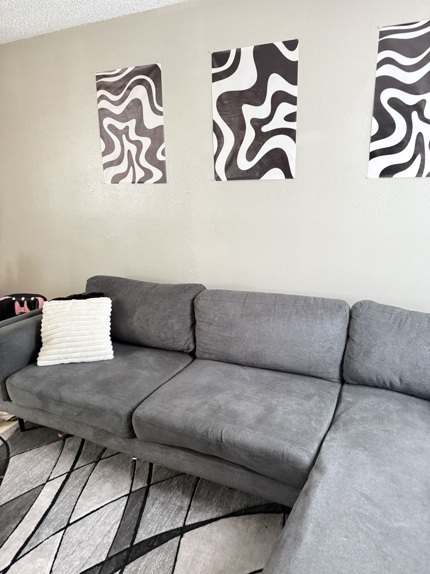 Lshaped Dark Grey Couches 