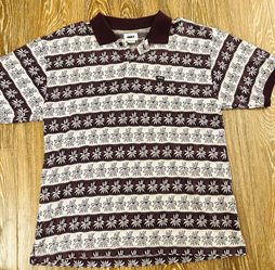OBEY Y2K Purple and White Floral Polo Shirt Size Medium