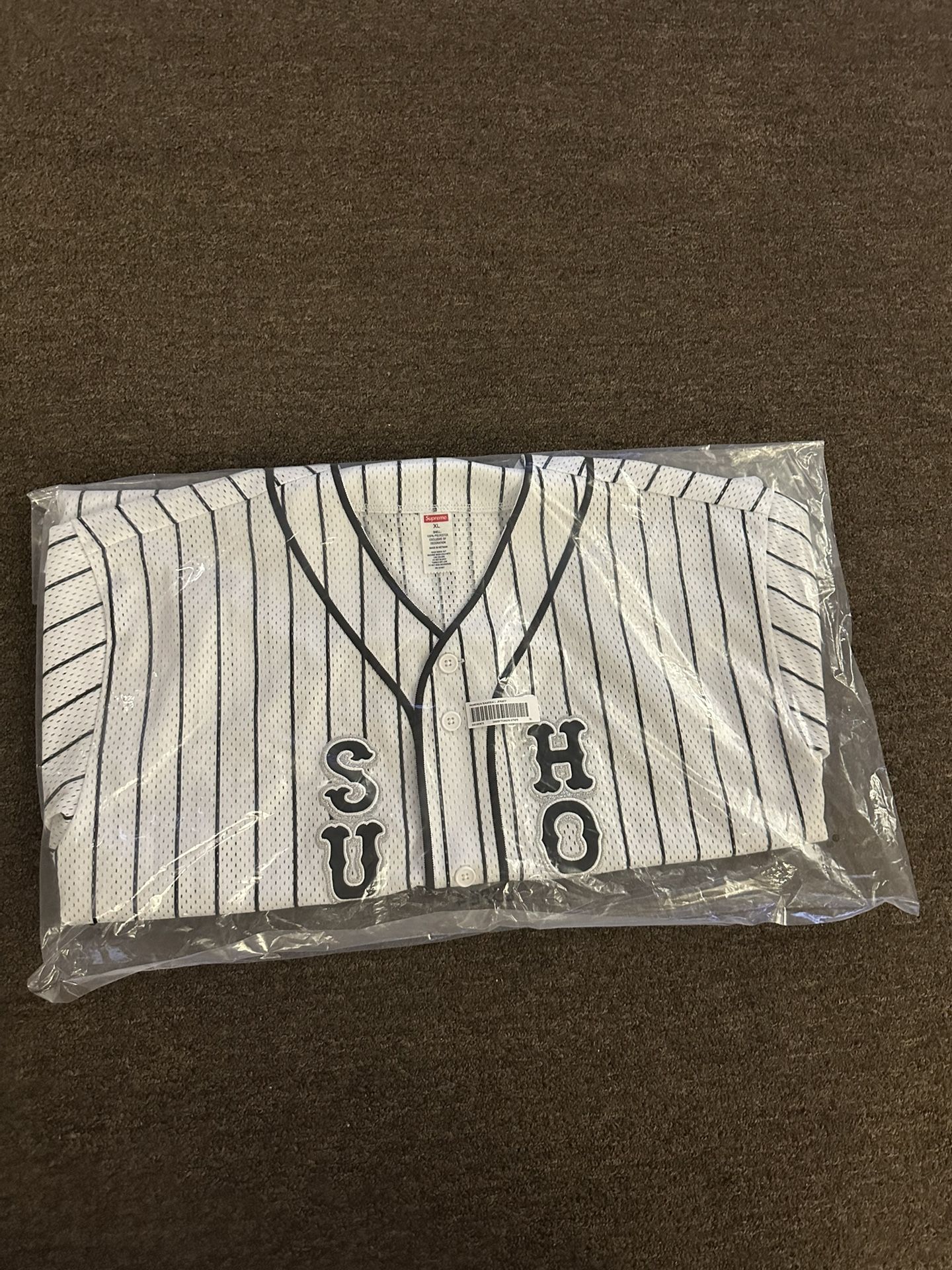 Supreme Homerun White Pinstripe Baseball Jersey Size XL