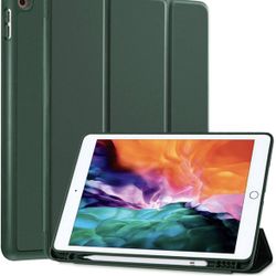 Slim Soft TPU Smart Trifold Stand Protective Full Body Cover, Auto Sleep/Wake(Dark Green)