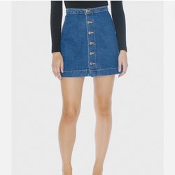 American Apparel Denim Button Front A-Line Mini Skirt Dark Wash Medium rasdm320J