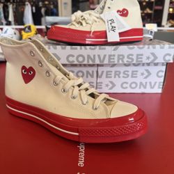 Converse CDG All Star High ‘Cream And Red’ Size 10