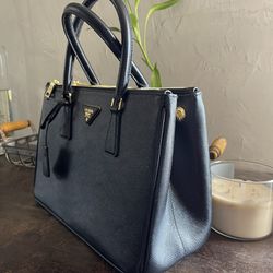Prada Milan Black Leather Tote Bag