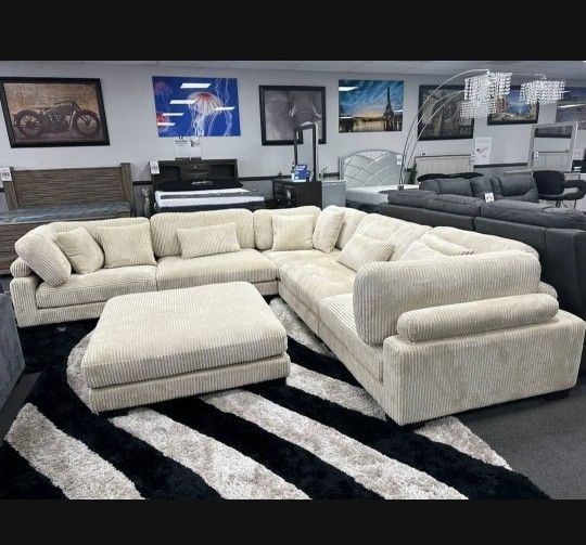 Light Cream Beige Sectional Sofa Pieces 135x135 NEW