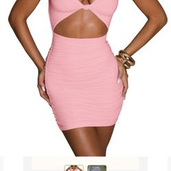 Women's Sexy Bodycon Sleeveless Cut Out Ruched Tank Mini Club Party Dress - Size: L 