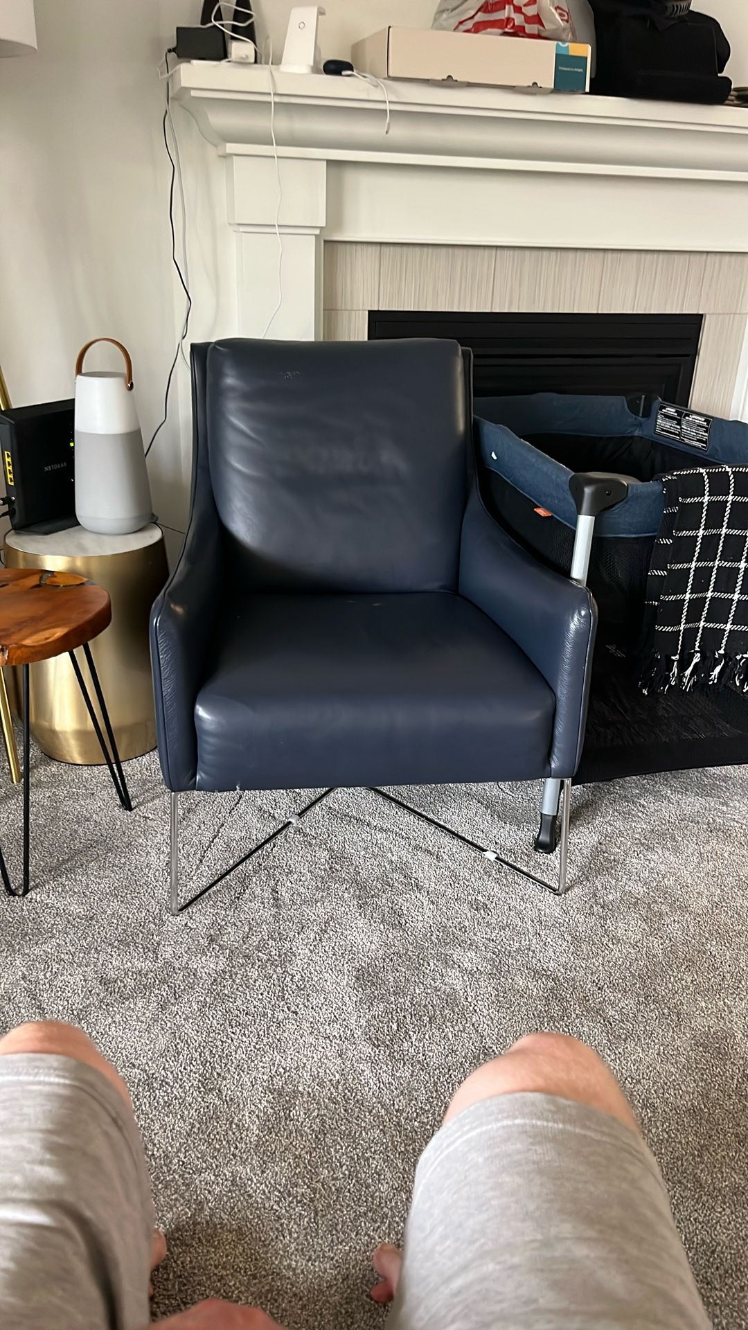 Natuzzi Editions Blue Leather Chair