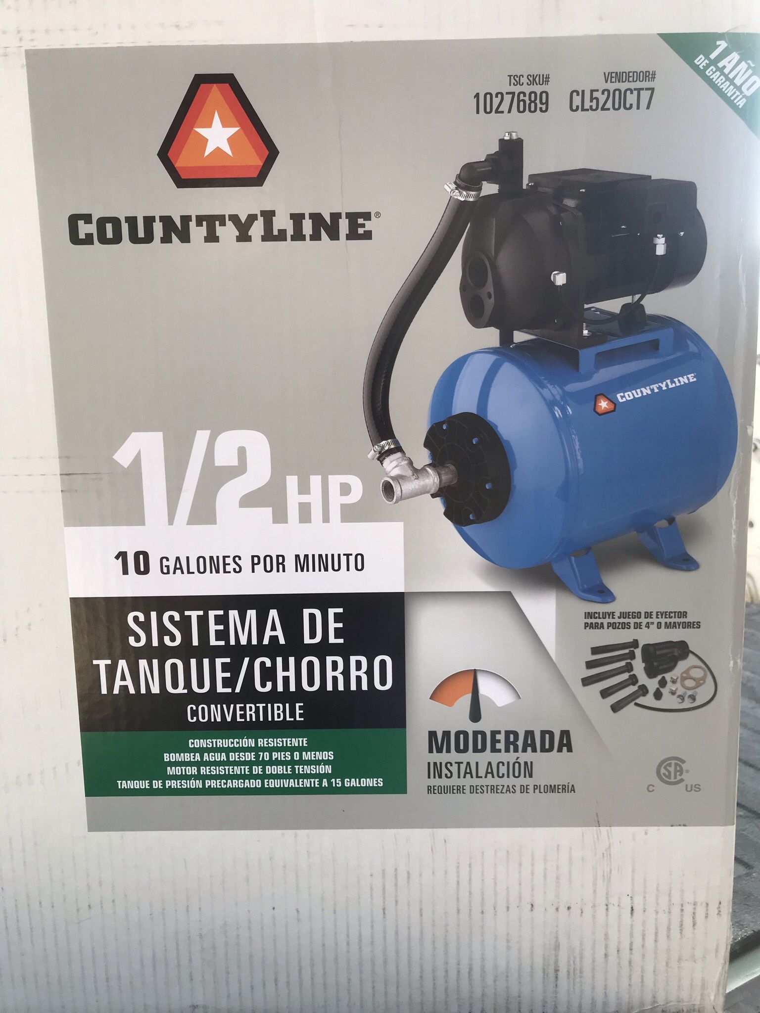 NEW Convertible Jet/Tank System w 7 Ga Pre-charged Pressure Tank, 1/2 HP