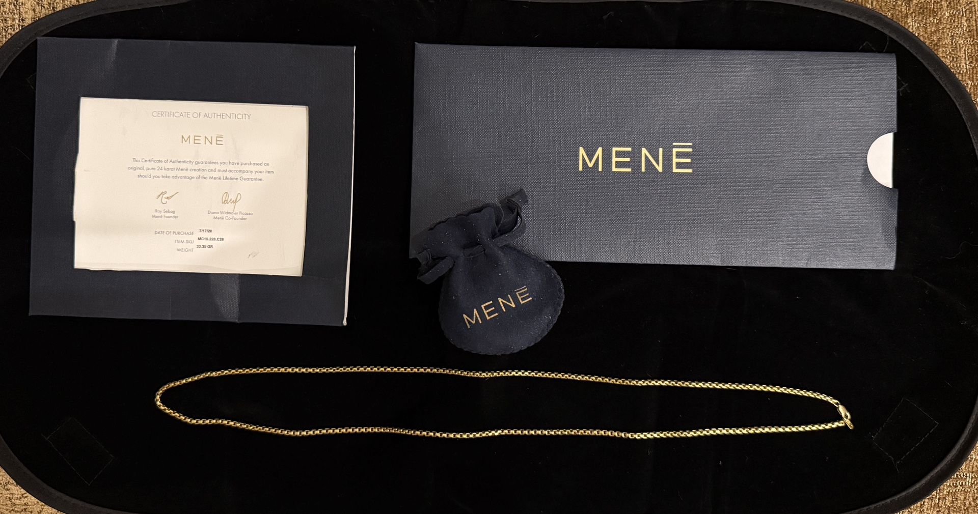Mene Heavy Rounded Box Chain 26” 24K Gold