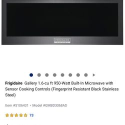 NEW FRIGIDAIRE 30 INCHES MICROWAVE OVEN BUILT IN BLACK STAINLESS 