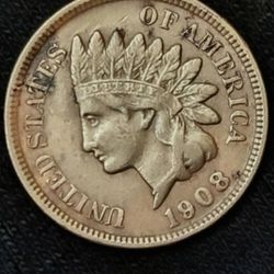 1908 Indian Head Penny  Brilliant With  Cheeks
