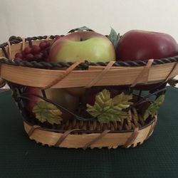 Decorative Basket With Faux Fruit 