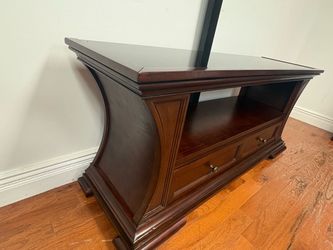Dark Cherry Wood TV Stand with Drawers