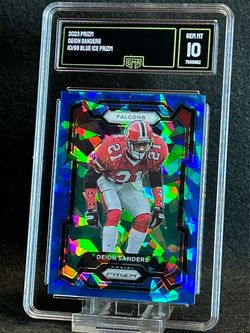2023 Prizm 💥 Deion Sanders 💥 Blue Ice Prizm 10/99 GMA 10 💎 Mint - Atlanta Falcons