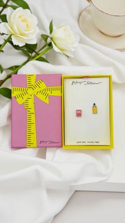 Betsey Johnson Back-to-School notebook & pencil stud earrings NWT