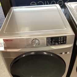 Samsung Front Load Electric Dryer in Champagne with Interior Drum Light and 4 Way Venting