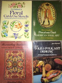 4 vintage folk art and stencil book