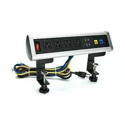 Removable Clamp Desktop Power Station 4-Outlet Power Strip