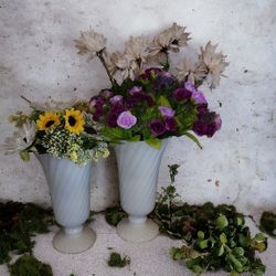 E.O.BRODY Vintage Milk Glass Swirl Vases